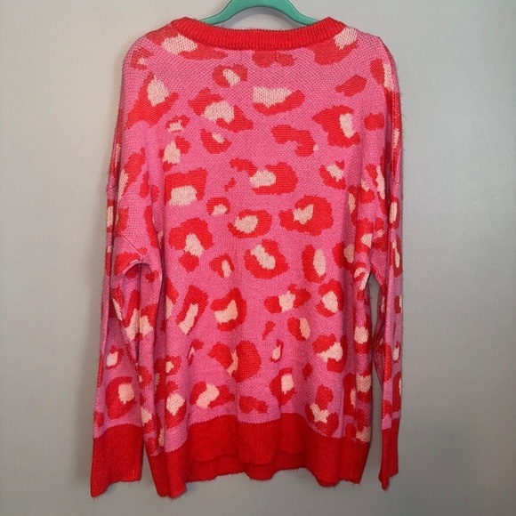 EUC Free As A Bird Bright Leopard Print Oversized Sweater Size Large - Picture 5 of 6